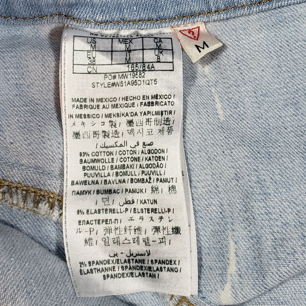 Vintage Guess Denim Wiggle Skirt Sz Medium Light Jean Wash Distressed Zipper Y2K